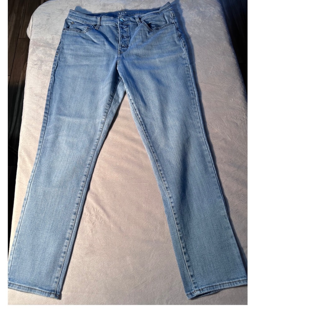 a.n.a Womens High Rise Skinny Jeans Blue Button Fly Stretch Denim Size 14